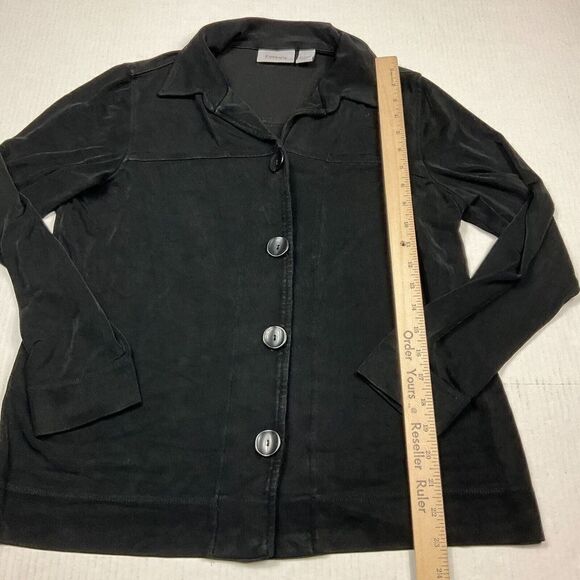 Chicos Travelers Cardigan Jacket Black Long Sleeve Button Front Stretch 1 Medium - Picture 5 of 11